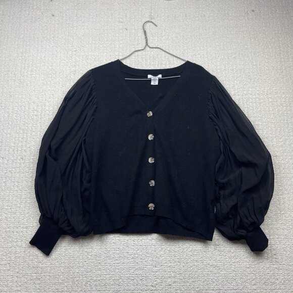 Halston Tops - Halston Sheer Balloon Sleeve Ruffled Blouse Sz XL Dark Romance Victorian Goth